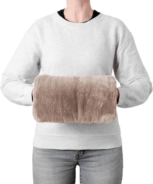 Brookstone Faux Fur Hand Warmer | Soothe Cold Hand Muff with Microwavable Gel Pack for Long Lasting Heat | Cozy Sherpa & Plush Lining for Ultimate Comfort | Hand Muffs for Women & Men