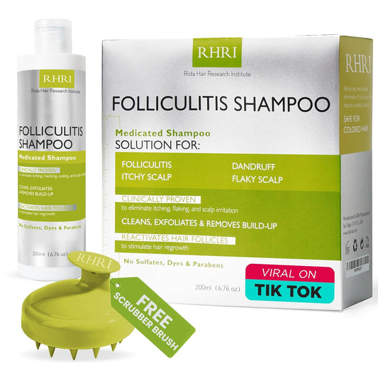 Folliculitis Shampoo | Antifungal Shampoo for Seborrheic Dermatitis, Scalp Psoriasis & Dandruff | Soothes Itchy, Dry Scalp | Cleanses, Exfoliates & Removes Build-Up | Reactivates Hair Follicles