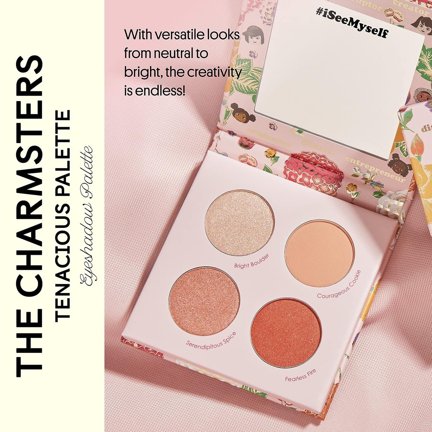 Winky Lux Charmsters Tenacious Palette, Eyeshadow Palette with Pink, Peach and Red Eyeshadows, Makeup Palette