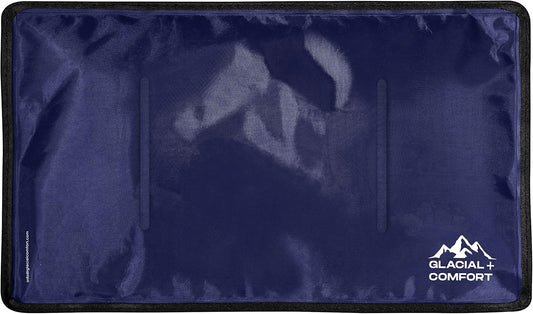 Glacial Comfort Gel Ice Pack for Back Pain - (21''x13'') Reusable Cold Pads Hip, Knee, Shoulder Injuries, Muscle Strains, Migraine & Postpartum Recovery with Flex Technology Compression Pad, Blue