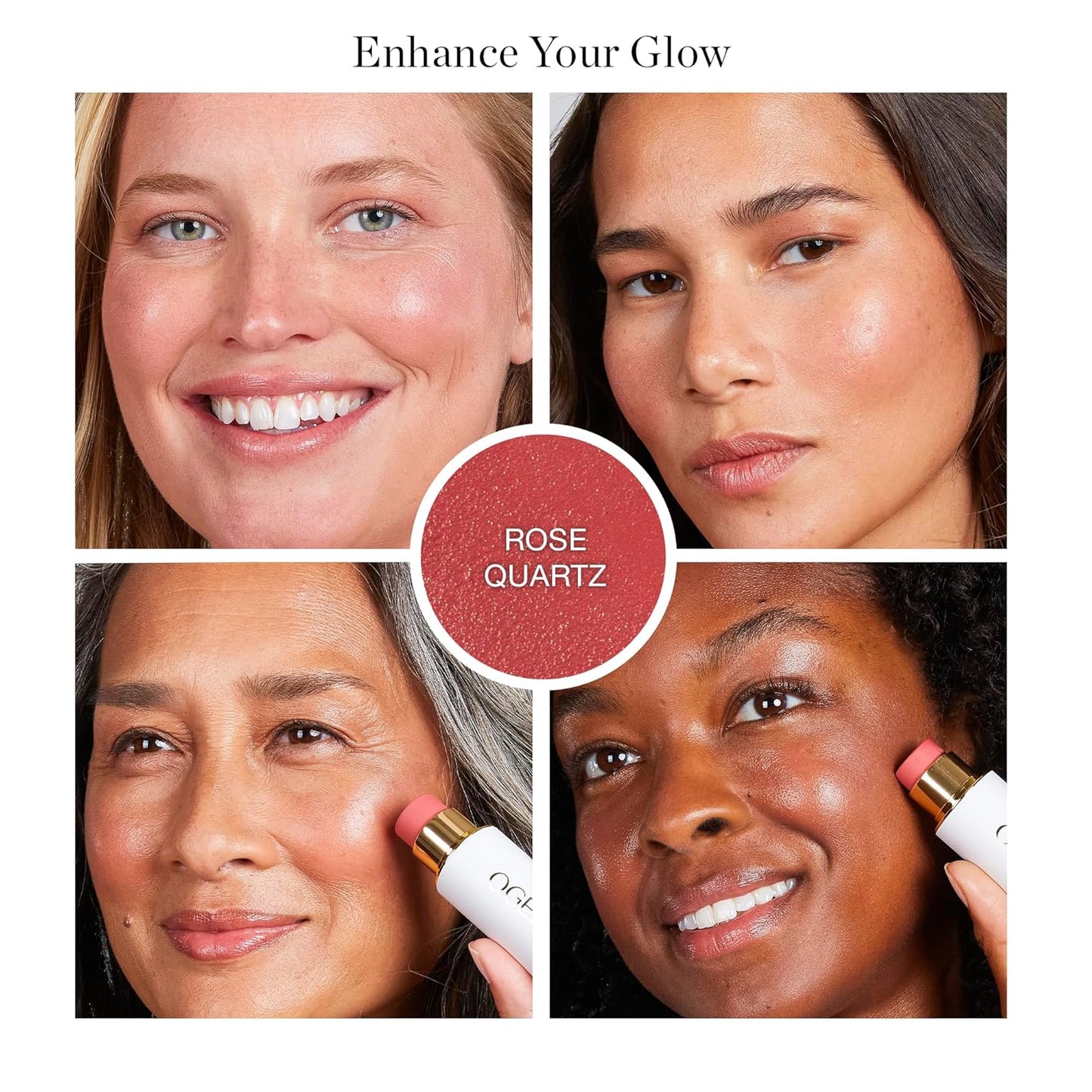 Ogee Sculpted Face Stick (ROSE QUARTZ - ROSE BLUSH) Certified Organic Blush Stick - Multi-Use Cream Blush Stick for Cheeks, Lips & Face