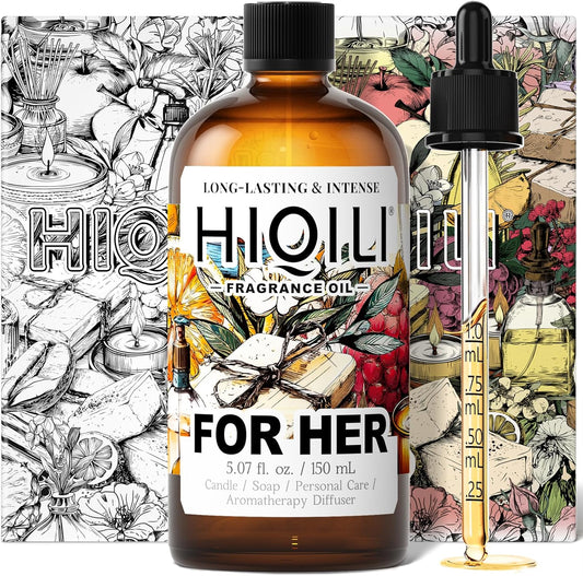 HIQILI for Her Fragrance Oil for Candle Making, Inspired by N.rciso-Rdrgz for-her, Bath Bombs, Soap Making Supplies, Add to Body Lotion, Women Scented Oil - 5.07 Fl Oz