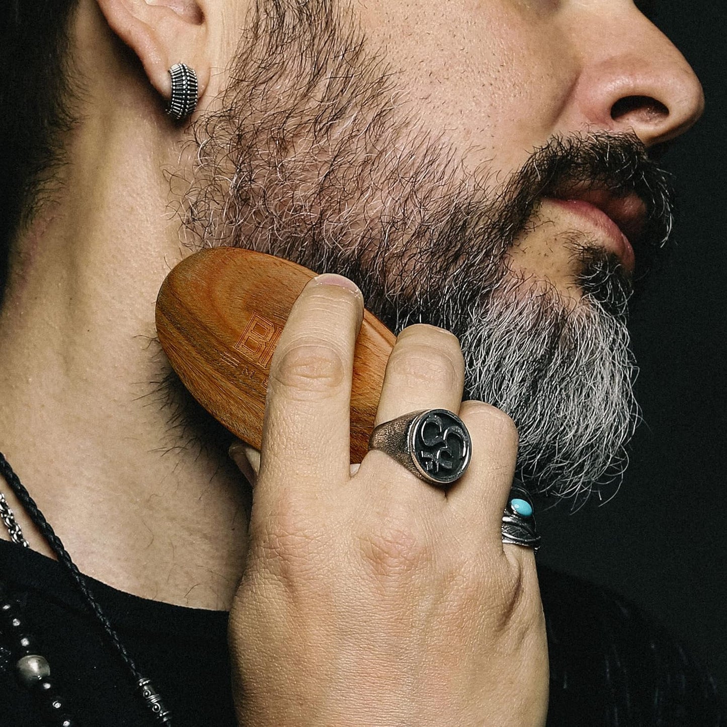 Beard Brush | Firm Boar Bristles | First-Cut Boar Hair Bristles | The Ideal Gift For Men (Green Sandalwood)