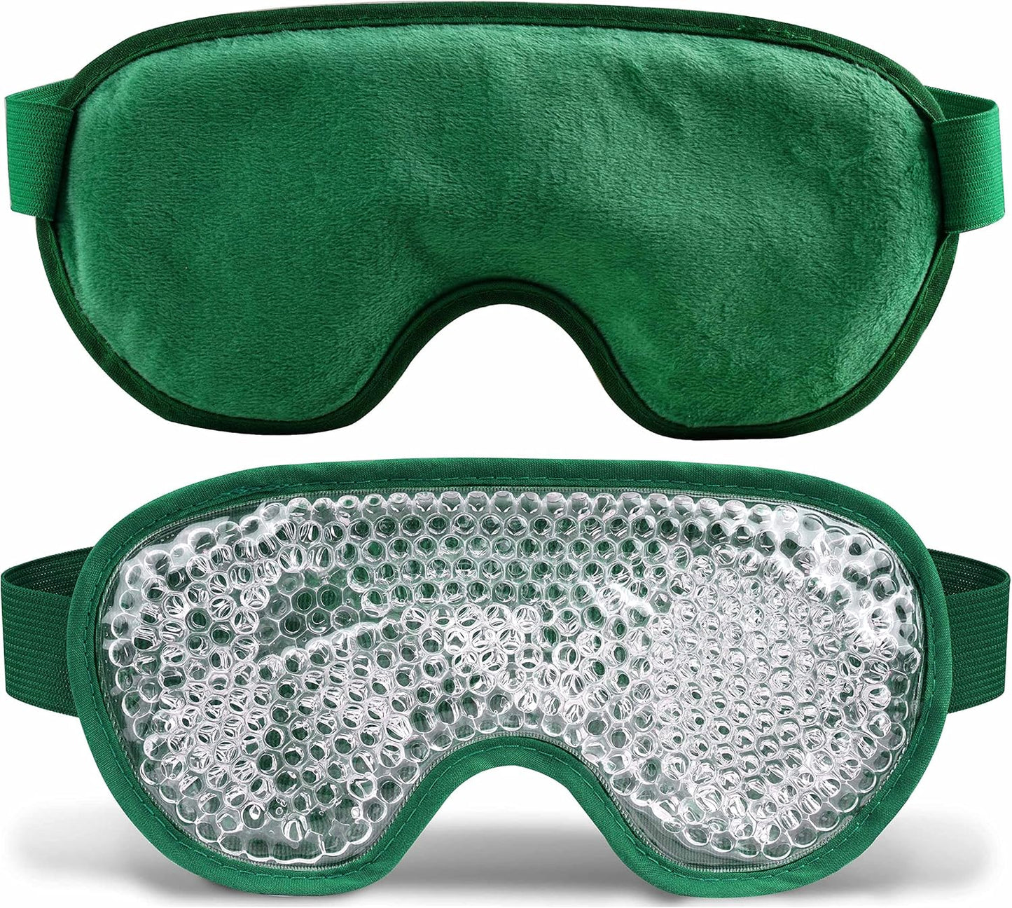 Cooling Eye Mask with Gel Bead, Reusable Cold Compress Ice Pack Sleeping Eye Cooling Pads for After Eyelid Surgery, Puffiness, Puffy Eyes, Headache, Migraine Relief(Dark Green)
