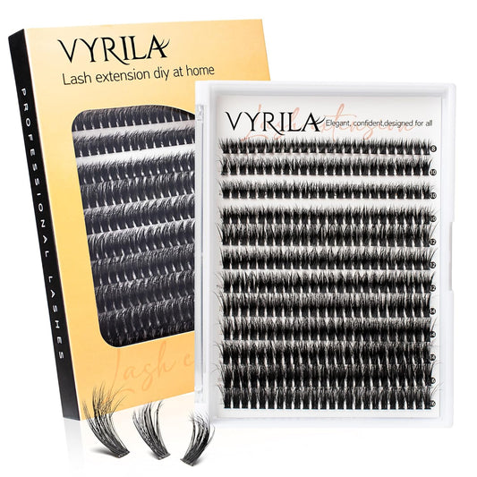 Lash Clusters 8-16mm, False Eyelashes 288pcs, Cluster Eyelash Extensions Matte Black Soft, Diy Lash Extensions D Curl Natural Lash Clusters Faux Mink Lashes Wispy（Pizazz,288pcs,0.07,D,8-16MIX)