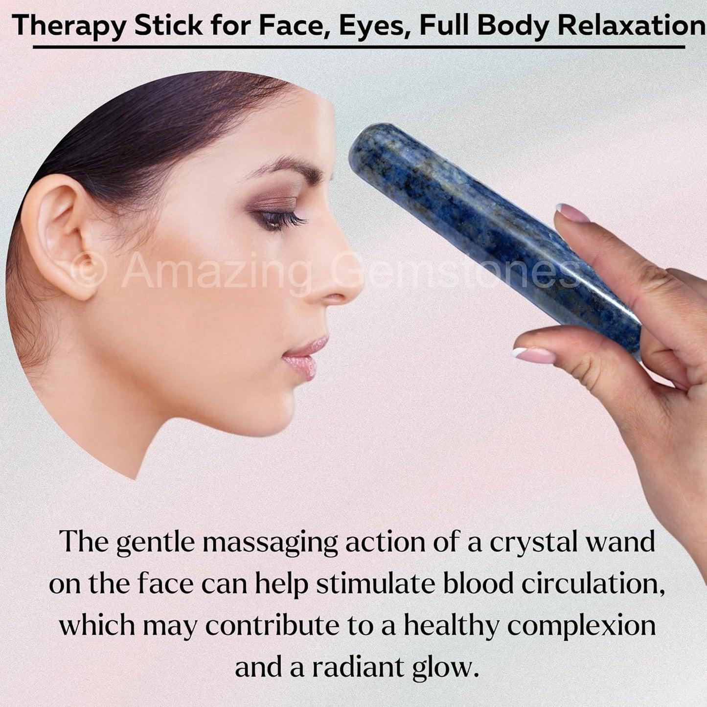 Amazing Gemstone Sodalite Crystal Wand Massage Stick - Pelvic Wand Gua Sha for Adults - Crystals and Healing Stones Massage Wands for Adults Gifts (Smooth)