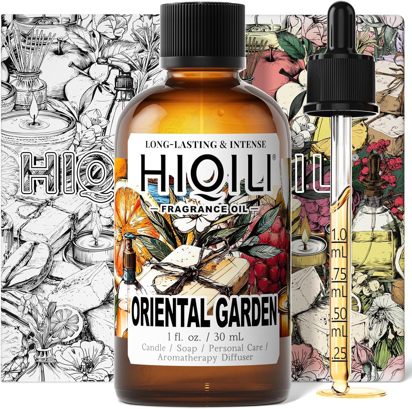 HIQILI Oriental Garden Fragrance Oil for Candle & Soap Making, Inspired by H.er-mes Le-Jrn deMonsr-Li, Luxury Hotel Scents for Essential Oil Diffuser, Aromatherapy - 1 Fl Oz